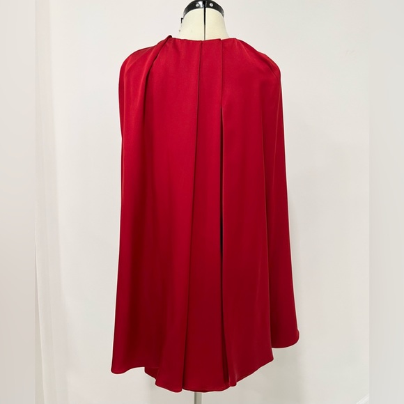 Alexander Mcqueen Burgundy Cape Effect Silk Mini Dress size:38(2-4)